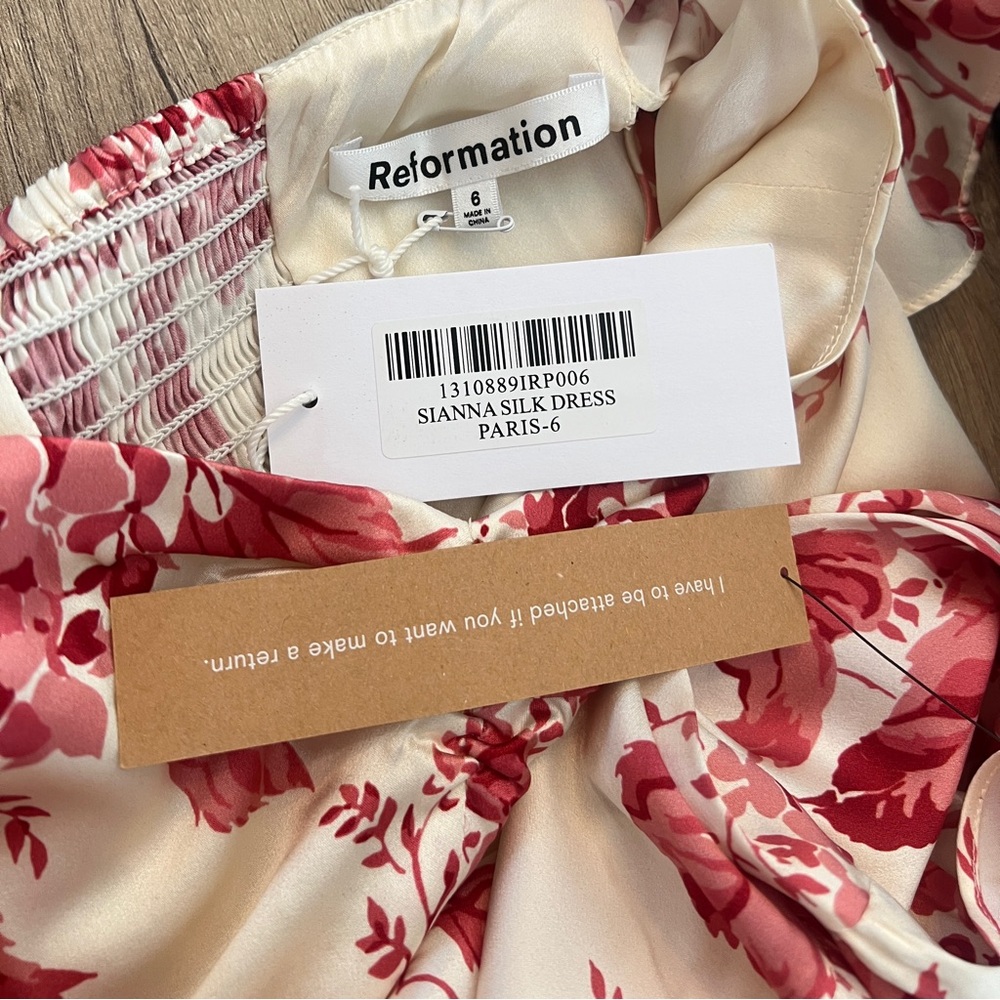 NWT Reformation Sianna Silk Dress -Size 6 in Paris Floral - Picture 9 of 9